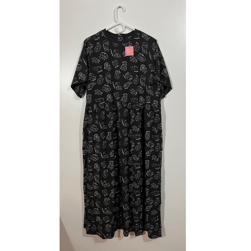 NWT Dressed In Lala Never Too Much Oversized Dress Zodiac Love Sz Large Black - Picture 2 of 12
